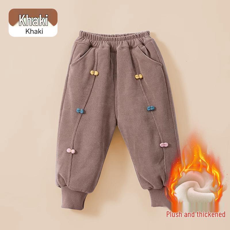 Зимние брюки на флисовой подкладке Jingqi для девочек - Теплая, модная хлопковая верхняя одежда 110cm suggested 100-110cm