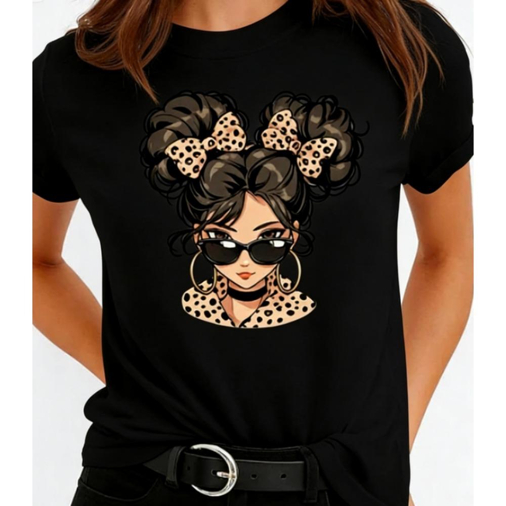 Leopard Print Bun Girl T-Shirt Casual Tee Trendy Mom Life Romantic Streetwear Tops M
Leopard Print Bun Girl T-Shirt Casual Tee Trendy Mom Life Romantic Streetwear Tops M