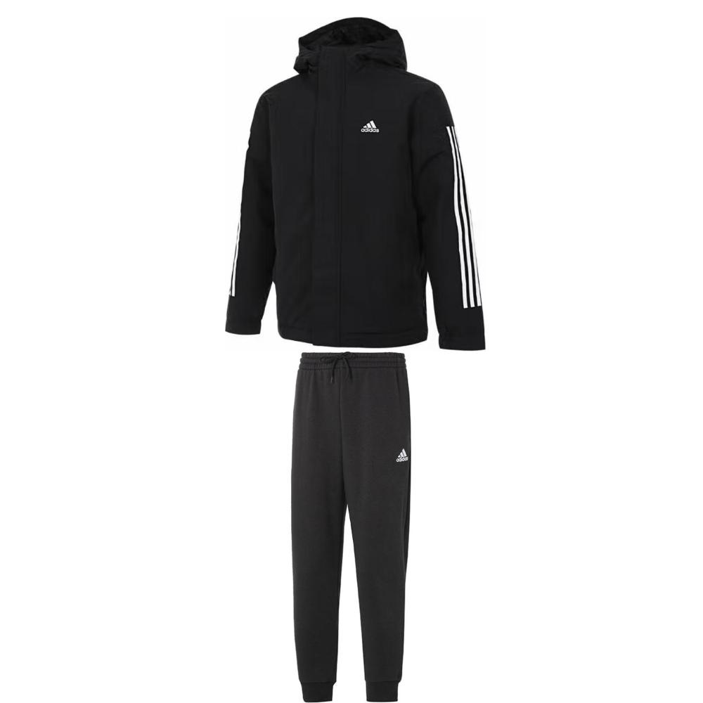 Adidas Striped Hooded Zip-Up Long Sleeve Cotton Jacket With Drawstring Cuffed Fleece Pants Casual Sports Set Men sets Black IX8884+IB4023 S
Adidas Striped Hooded Zip-Up Long Sleeve Cotton Jacket With Drawstring Cuffed Fleece Pants Casual Sports Set Men sets Black IX8884+IB4023 S