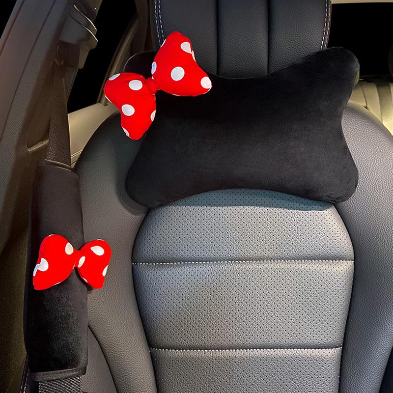 Cute Cartoon Car Pillow Red Dot Bow Universal Auto Seat Headrest Neck Waist Support Seatbelt Cover Car Accessories for Women
Cute Cartoon Car Pillow Red Dot Bow Universal Auto Seat Headrest Neck Waist Support Seatbelt Cover Car Accessories for Women