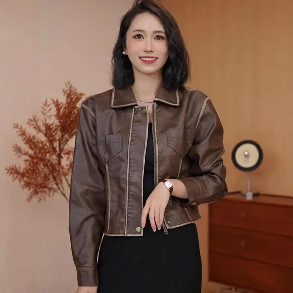 Women s Petite Retro PU Leather Motorcycle Jacket - Spring/Autumn 2025 Fashion, Turn-Down Collar, Loose Fit. Medium
Women s Petite Retro PU Leather Motorcycle Jacket - Spring/Autumn 2025 Fashion, Turn-Down Collar, Loose Fit. Medium