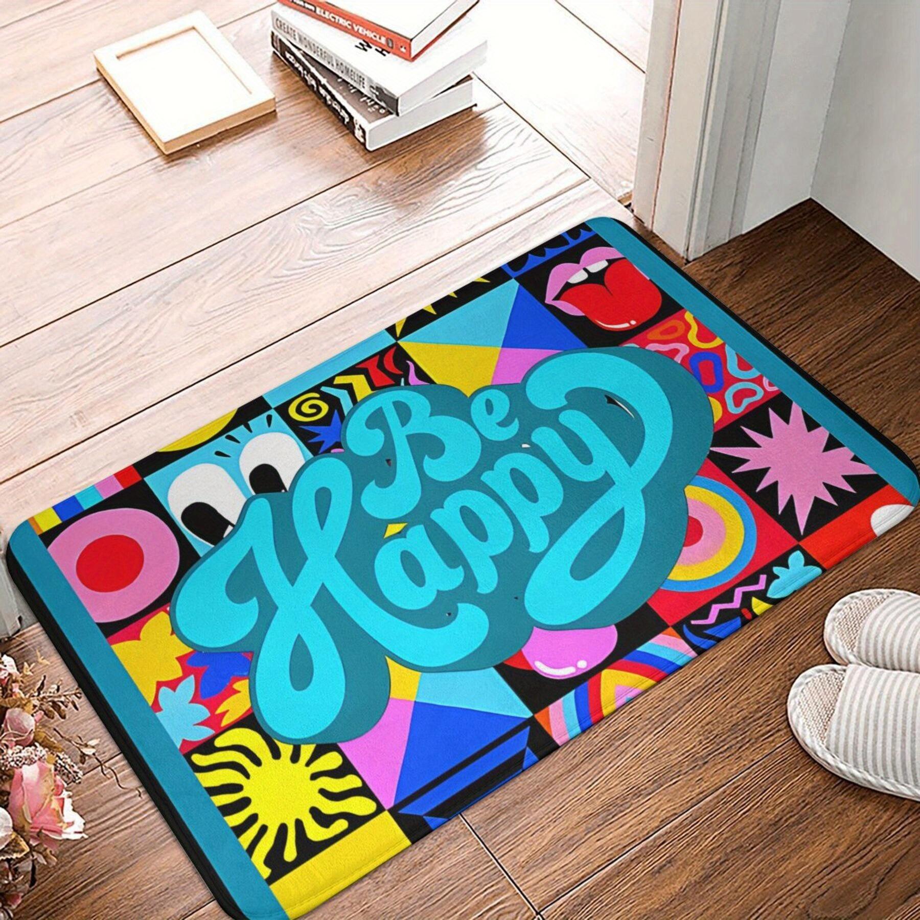 Be Happy Pop Art Doormat, Colorful Geometric Smile Design, Machine Washable Polyester Floor Rug for Entryway Living Room Decor 40x60cm
Be Happy Pop Art Doormat, Colorful Geometric Smile Design, Machine Washable Polyester Floor Rug for Entryway Living Room Decor 40x60cm