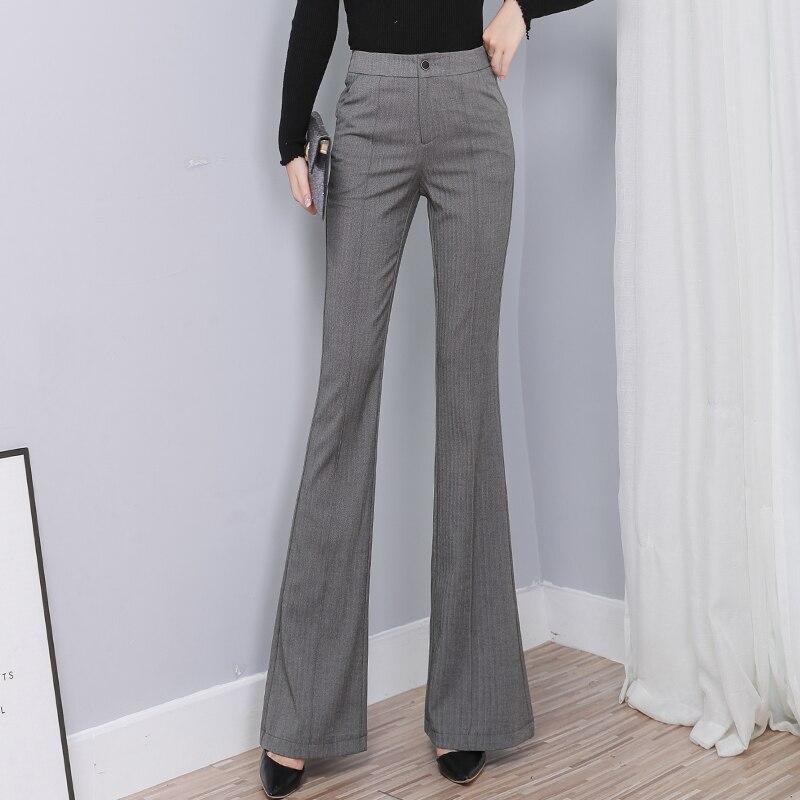 Harajuku OL офисная рабочая одежда, летний женский клетчатый костюм с высокой талией, капри, брюки для женщин, узкие брюки-клеш, женские брюки, черные XL серый