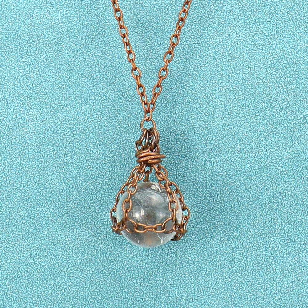 Vintage Natural White Crystal Gemstone Natural Stone Ball Net Pocket Pendant Necklace N609
Vintage Natural White Crystal Gemstone Natural Stone Ball Net Pocket Pendant Necklace N609