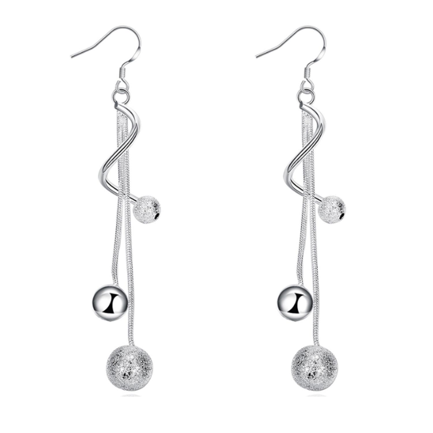 Новые модные и модные посеребренные серьги, серебряные серьги S925 с двумя линиями песочного жемчуга в стиле ретро