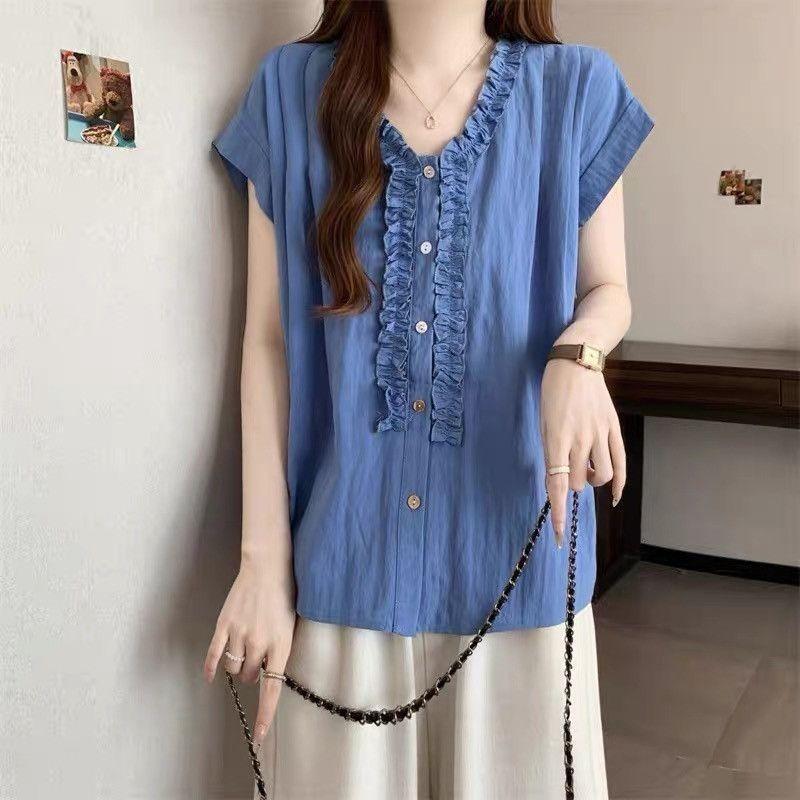 Spring New All Match Temperament V-neck Loose Casual Slimming Outerwear Fashion V-neck Temperament Top L синій
Spring New All Match Temperament V-neck Loose Casual Slimming Outerwear Fashion V-neck Temperament Top L синій