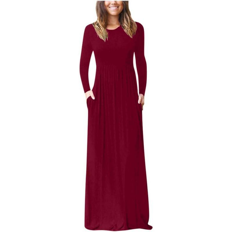 Round Collar Long Sleeves Solid Color Pocket Dress Floor XL вино красного
Round Collar Long Sleeves Solid Color Pocket Dress Floor XL вино красного