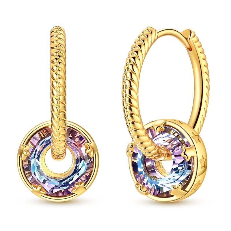 925 Sterling Silver Golden Rope Texture Hoop Earring SIridescent Crystal Circle & Star Earrings Fashion Jewelry Gift for Women
925 Sterling Silver Golden Rope Texture Hoop Earring SIridescent Crystal Circle & Star Earrings Fashion Jewelry Gift for Women