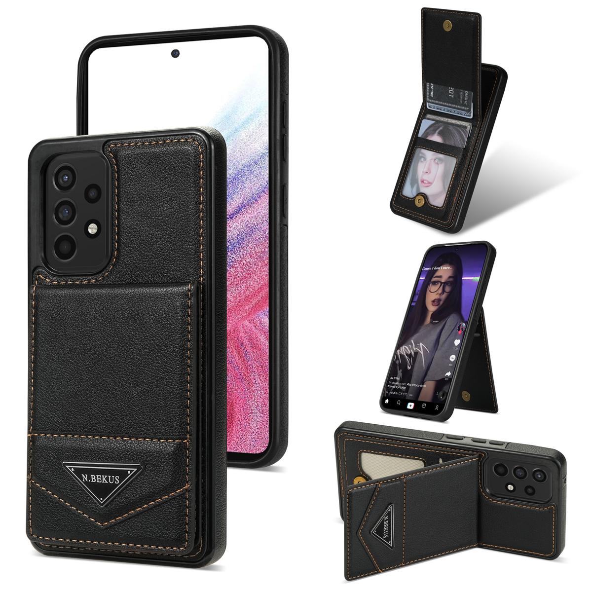 N.BEKUS For Samsung Galaxy A53 5G Leather+TPU Kickstand Cover RFID Blocking Vertical Flip Card Holder Phone Case Black
N.BEKUS For Samsung Galaxy A53 5G Leather+TPU Kickstand Cover RFID Blocking Vertical Flip Card Holder Phone Case Black