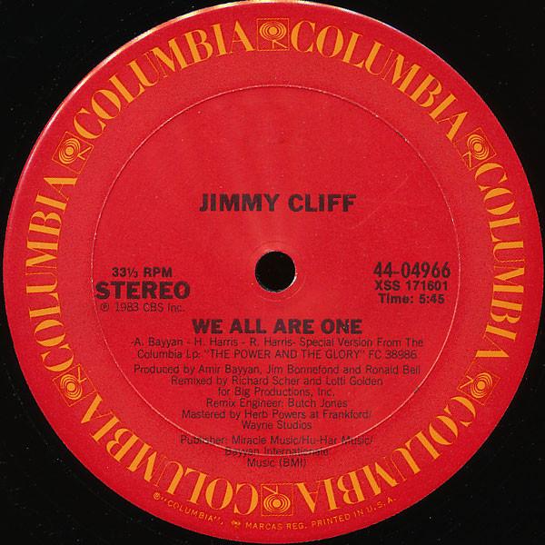 12inch Record JIMMY CLIFF - We All Are One 4404966 Columbia 1983 US Reggae, Ska & Dub Used
12inch Record JIMMY CLIFF - We All Are One 4404966 Columbia 1983 US Reggae, Ska & Dub Used