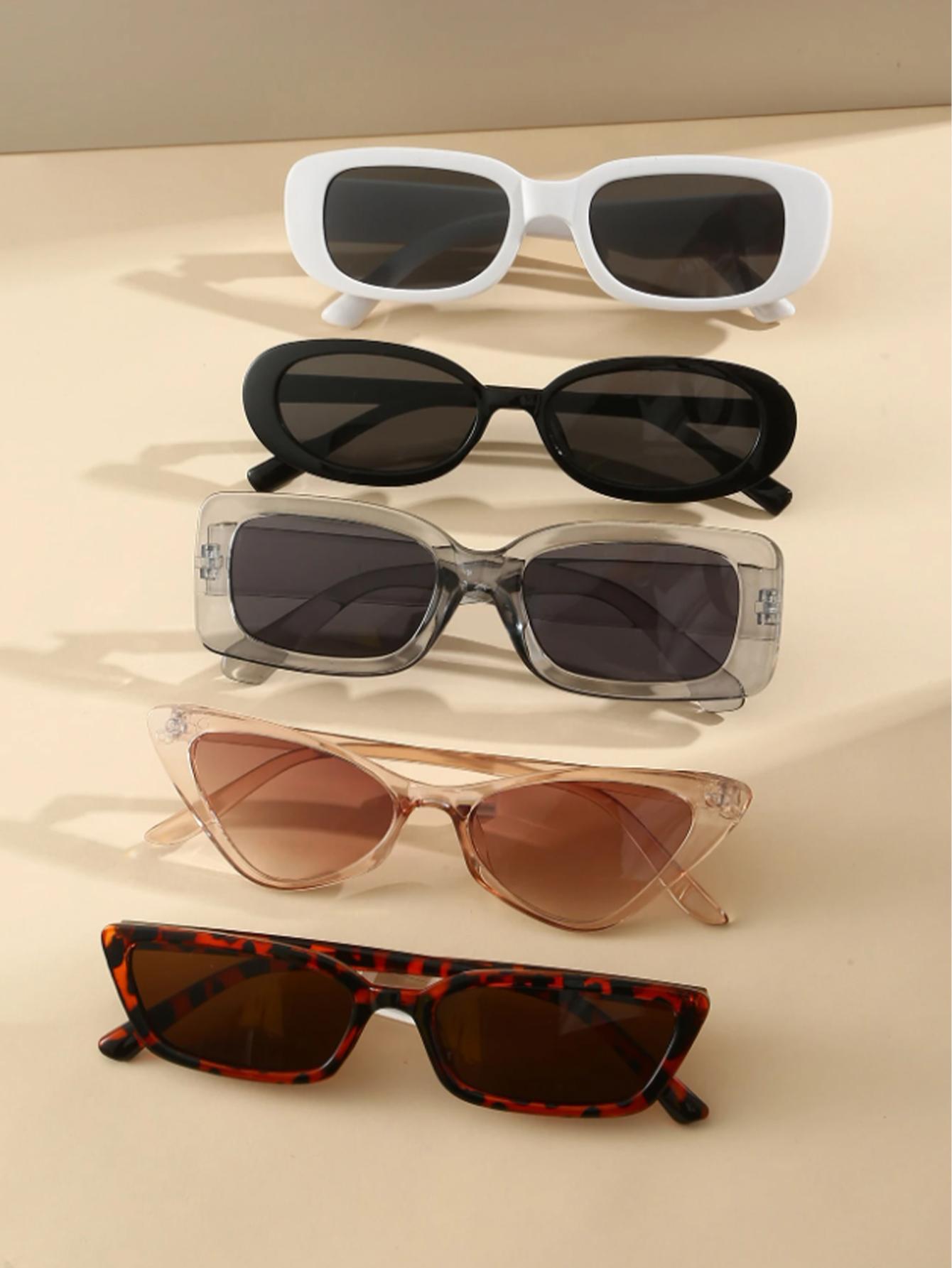 5Pcs New Trendy Sunglasses Collection Fashionable Square Frame Oval Cat Eye Unisex Uv Protection Party Vacation
5Pcs New Trendy Sunglasses Collection Fashionable Square Frame Oval Cat Eye Unisex Uv Protection Party Vacation