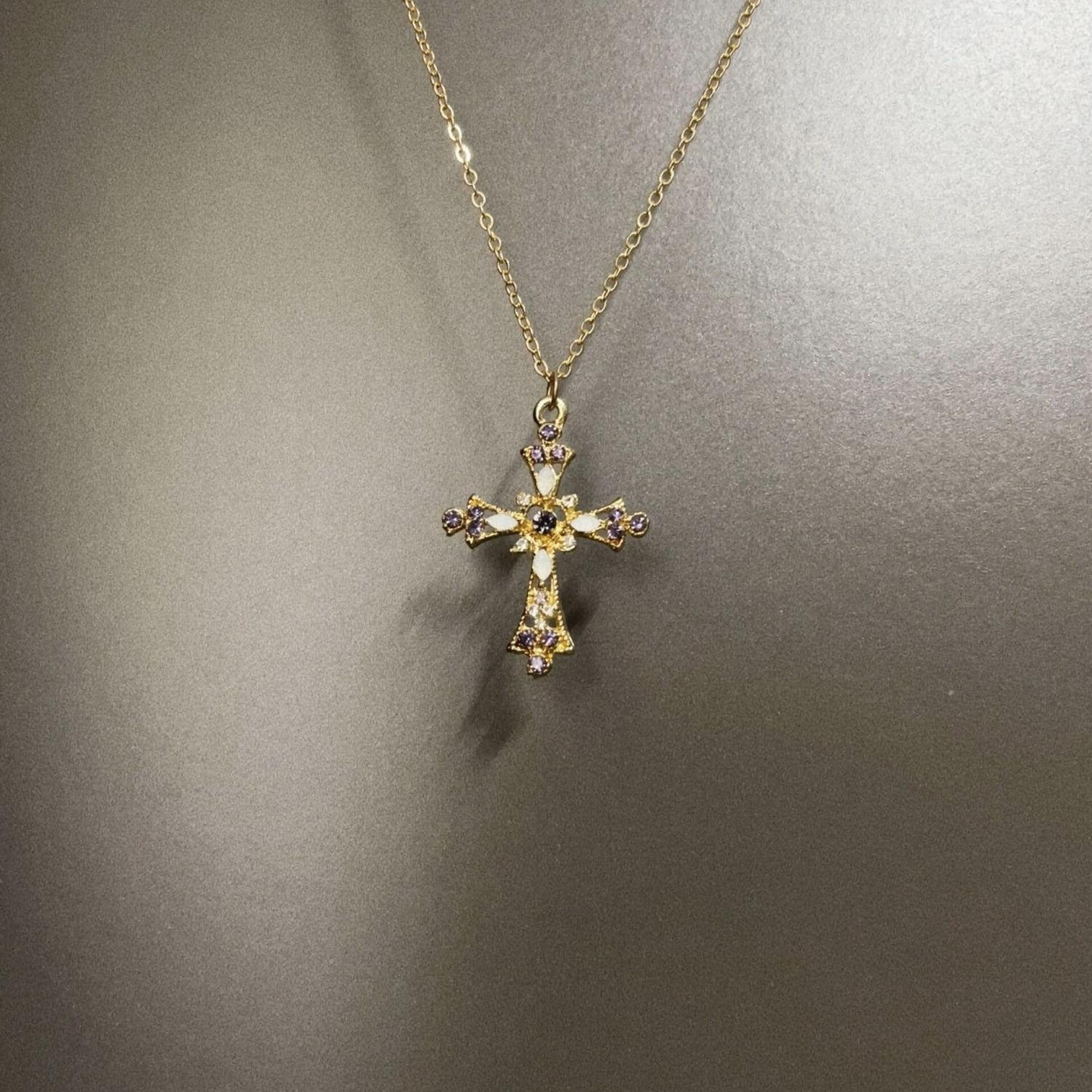 Vintage Golden Petal Cross Necklace, Long Gold Plated Collar Chain IGolden petal cross necklace
Vintage Golden Petal Cross Necklace, Long Gold Plated Collar Chain IGolden petal cross necklace