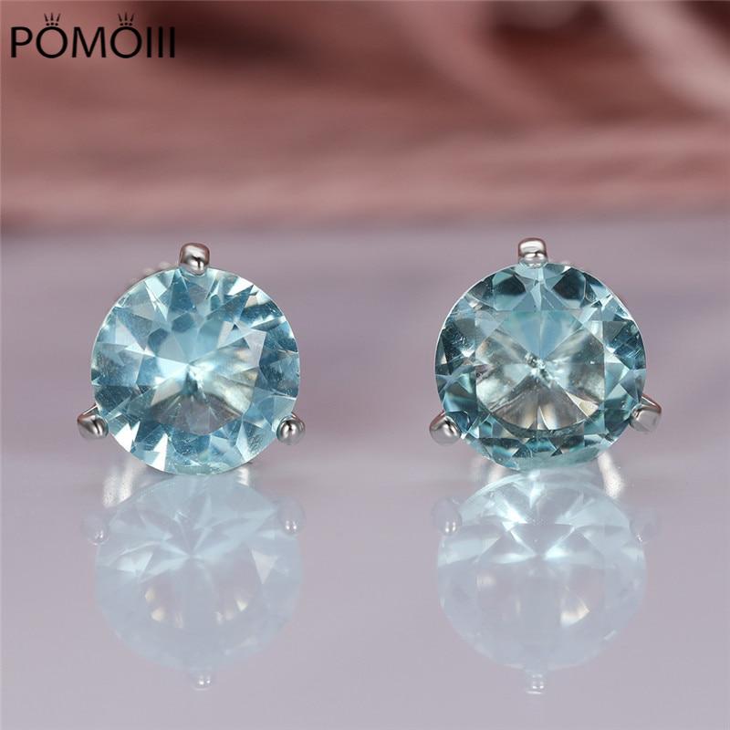 Светло-голубые круглые серьги-гвоздики с драгоценными камнями для женщин, винтажные модные милые серьги из стерлингового серебра 925 пробы с аквамарином и цирконием, завинчивающиеся назад серьги
Светло-голубые круглые серьги-гвоздики с драгоценными камнями для женщин, винтажные модные милые серьги из стерлингового серебра 925 пробы с аквамарином и цирконием, завинчивающиеся назад серьги