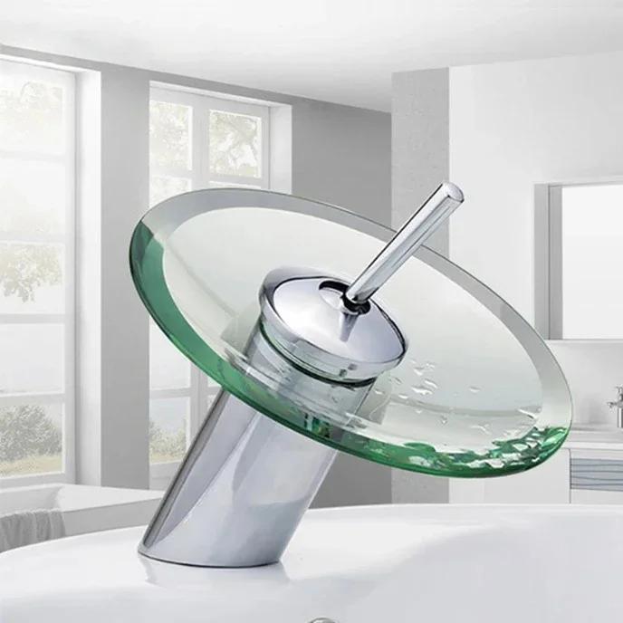 Bathroom Faucets Household Wash Basin Sink Taps Colorful Glass Waterfall Faucet Chrome Single Lever Mixer Tap Deck Mounted G1/2
Bathroom Faucets Household Wash Basin Sink Taps Colorful Glass Waterfall Faucet Chrome Single Lever Mixer Tap Deck Mounted G1/2