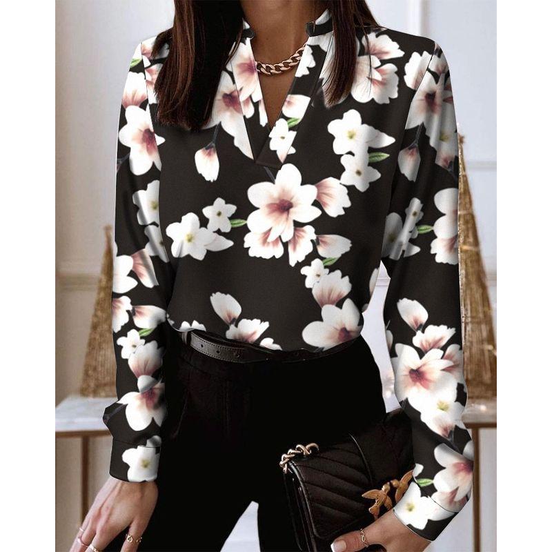 Cross-Border Spring Long Sleeves V Neck Fashion Wind Loose Printed Shirt Shirt Tops Women White flowers on black background M
Cross-Border Spring Long Sleeves V Neck Fashion Wind Loose Printed Shirt Shirt Tops Women White flowers on black background M