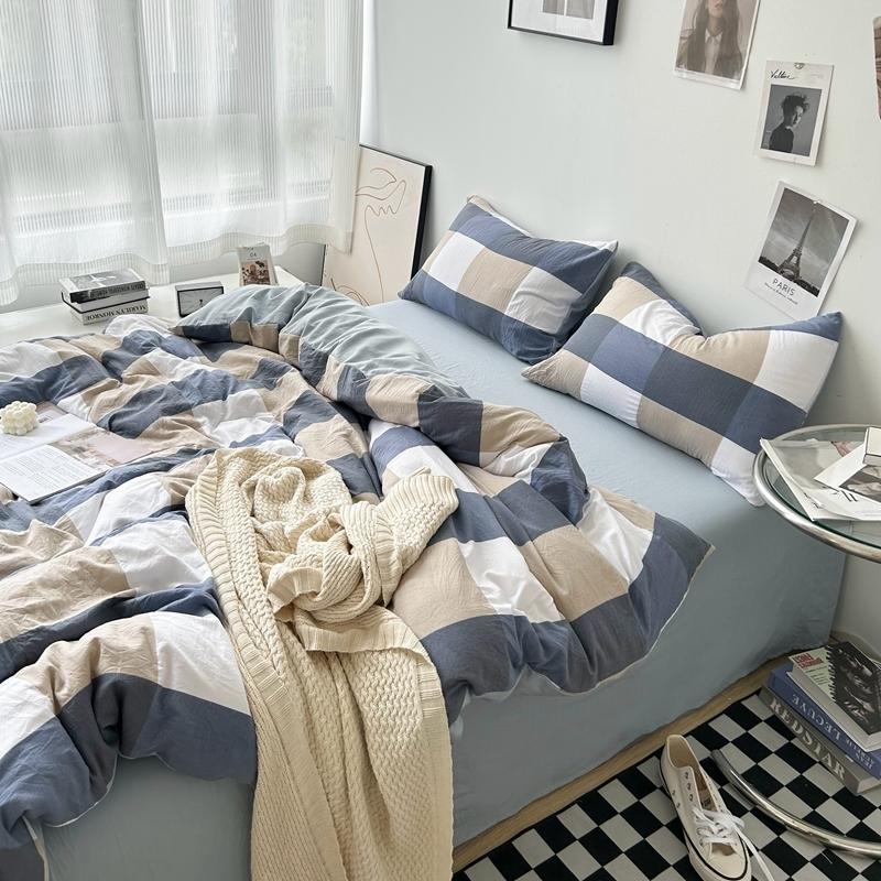 Bed Linen Washed Cotton Striped Grid Minimalist Bedding Sheet Set Comforter Sets Queen Duvet Cover Double For Boys And Girls 150x200 3pcs
Bed Linen Washed Cotton Striped Grid Minimalist Bedding Sheet Set Comforter Sets Queen Duvet Cover Double For Boys And Girls 150x200 3pcs