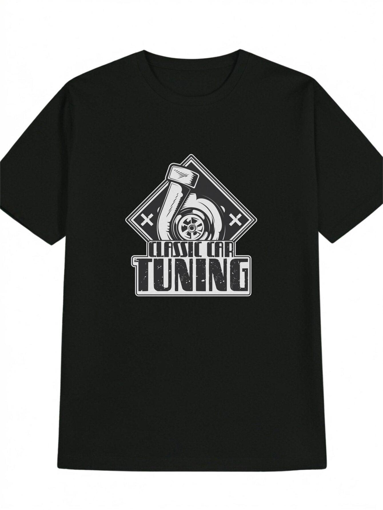 Classic Car Tuning Graphic T-shirt - Black Casual Crew Neck Tee with Engine & Gear Design XXXL
Classic Car Tuning Graphic T-shirt - Black Casual Crew Neck Tee with Engine & Gear Design XXXL