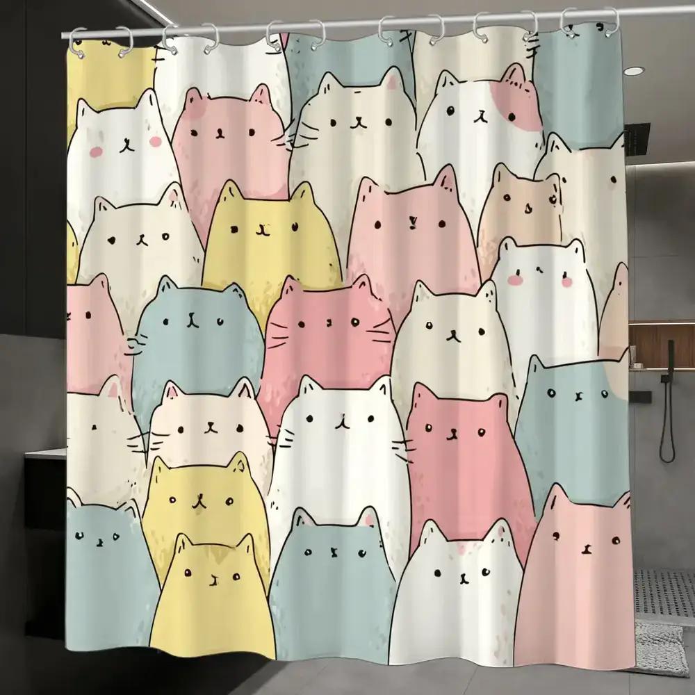 Kawaii Cat Pattern Shower Curtain – Soft Pastel Cartoon Cats, 12 Hooks, 70.87×70.87 Waterproof Bath Decor For Kids & Adults W60H190(CM)-1 Pcs
Kawaii Cat Pattern Shower Curtain – Soft Pastel Cartoon Cats, 12 Hooks, 70.87×70.87 Waterproof Bath Decor For Kids & Adults W60H190(CM)-1 Pcs