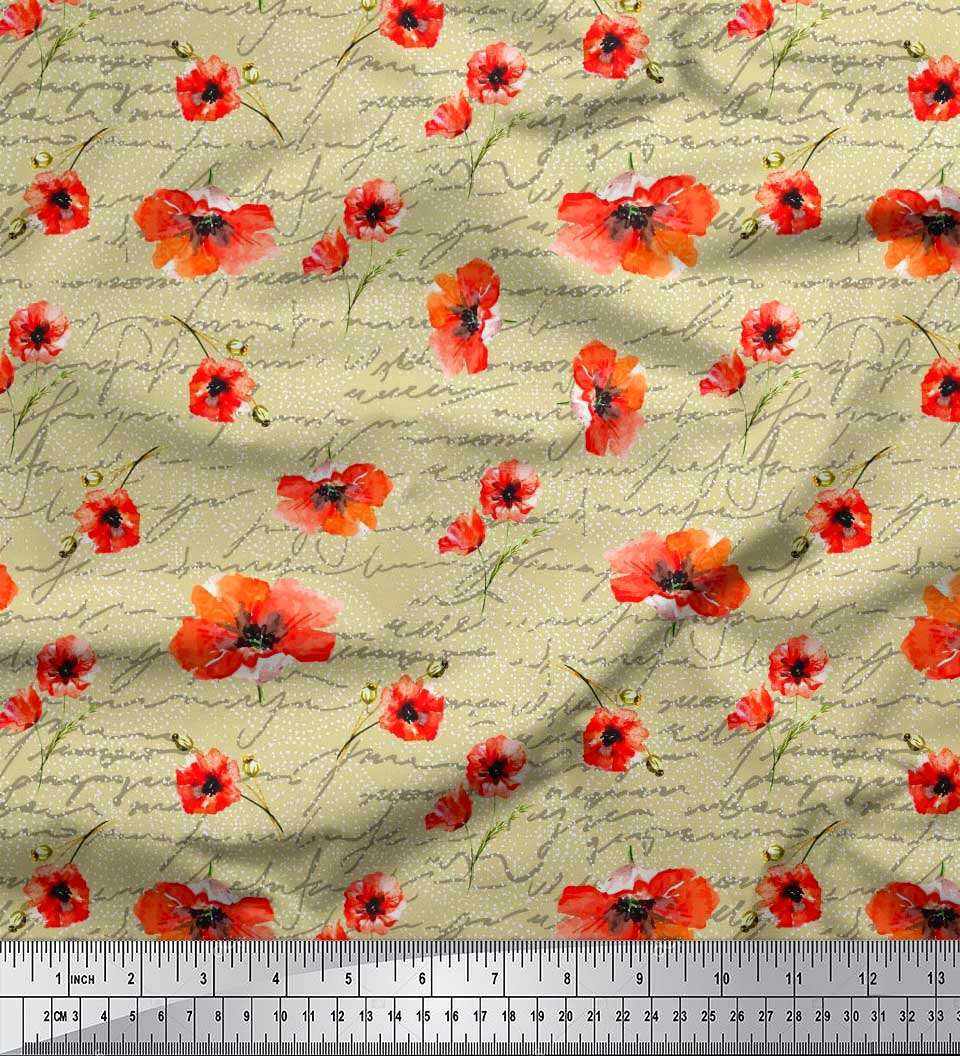 Тканина Soimoi Beige Japan Crepe Satin Text & Poppy Floral Print Тканина на метр 42 дюйма 42 Inch Wide - Poly Crepe помаранчевий
Тканина Soimoi Beige Japan Crepe Satin Text & Poppy Floral Print Тканина на метр 42 дюйма 42 Inch Wide - Poly Crepe помаранчевий