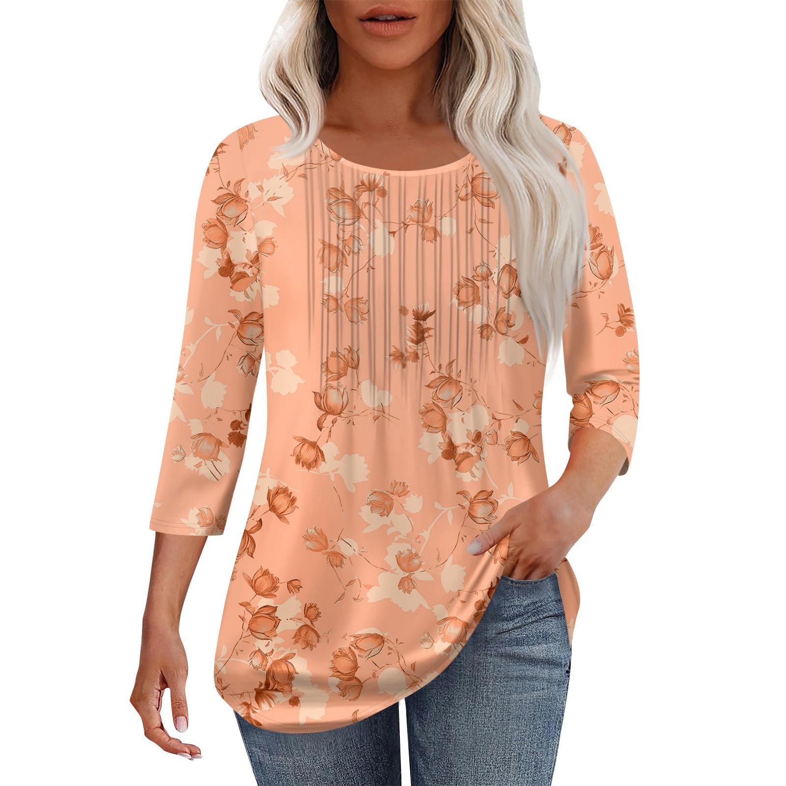 Women s Fashionable Casual Pleated Round Neck Casual Floral Print Seven Quarter Sleeved T-shirt Top XL помаранчевий
Women s Fashionable Casual Pleated Round Neck Casual Floral Print Seven Quarter Sleeved T-shirt Top XL помаранчевий