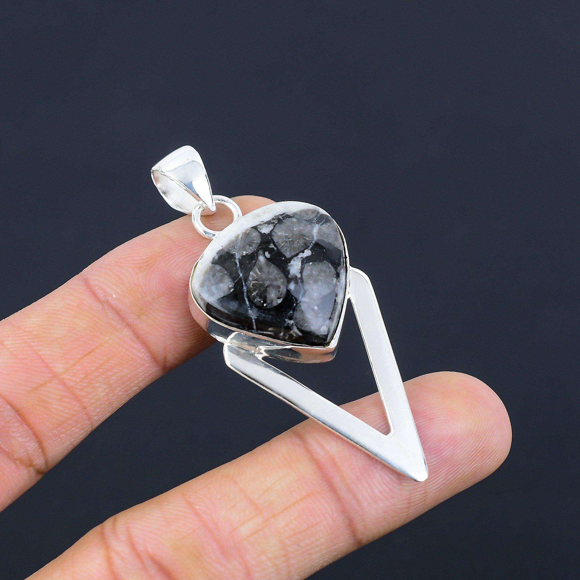 Gift For Women Pendant 925 Sterling Silver Natural Black Fossil Coral Gemstone
Gift For Women Pendant 925 Sterling Silver Natural Black Fossil Coral Gemstone