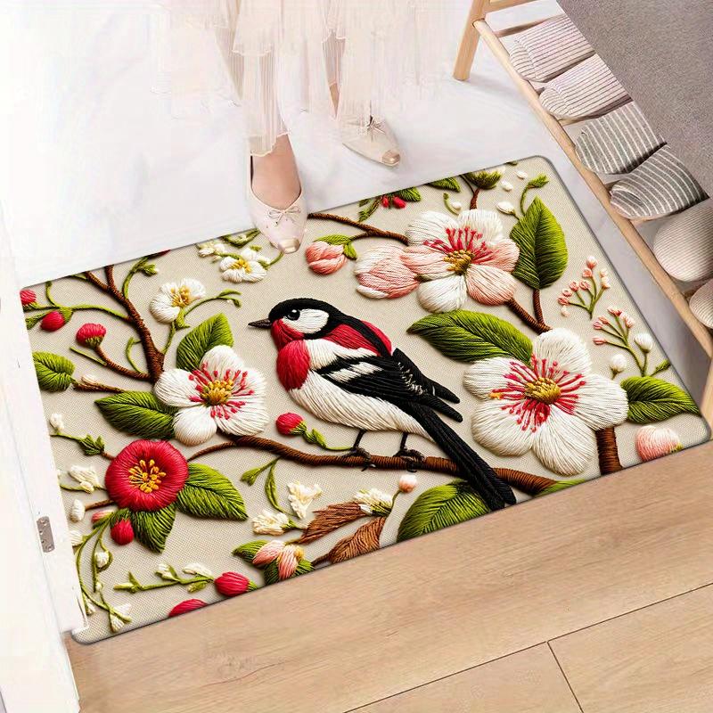 Sparrow Floral Area Mat Carpet, Red White Black Sparrow Design Non-Slip Absorbent for Kitchen Bathroom Bedroom Decor 40x60cm
Sparrow Floral Area Mat Carpet, Red White Black Sparrow Design Non-Slip Absorbent for Kitchen Bathroom Bedroom Decor 40x60cm