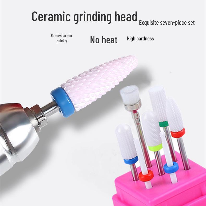 Electric Nail Drill with Ceramic Grinding Head Set: Nail and Cuticle Remover Accessories.
Electric Nail Drill with Ceramic Grinding Head Set: Nail and Cuticle Remover Accessories.