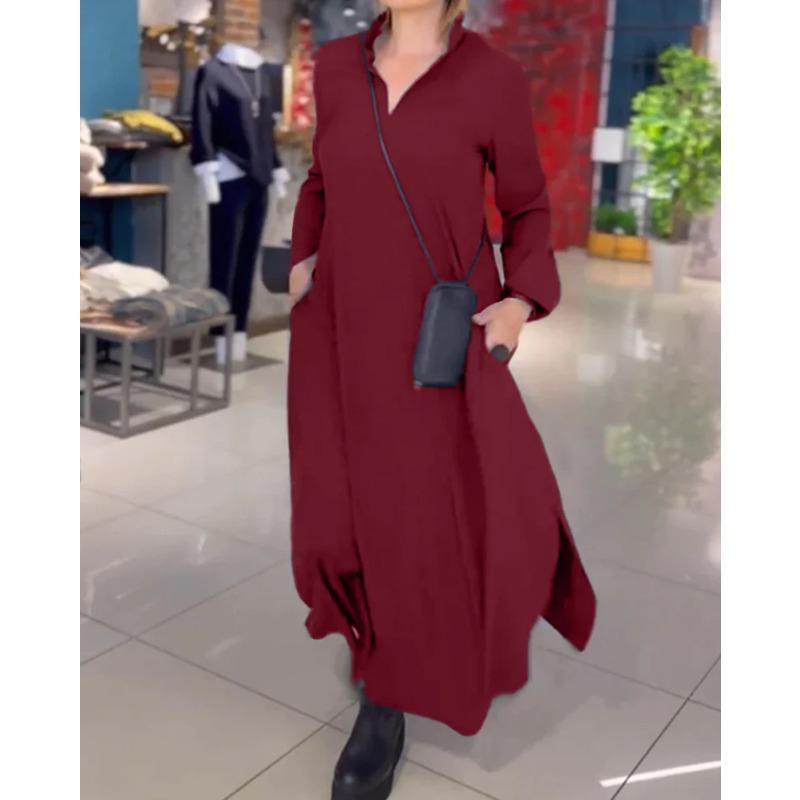 Autumn and Winter New Casual Solid Color V-neck Long Sleeved Dress for Women XXL бордовий
Autumn and Winter New Casual Solid Color V-neck Long Sleeved Dress for Women XXL бордовий