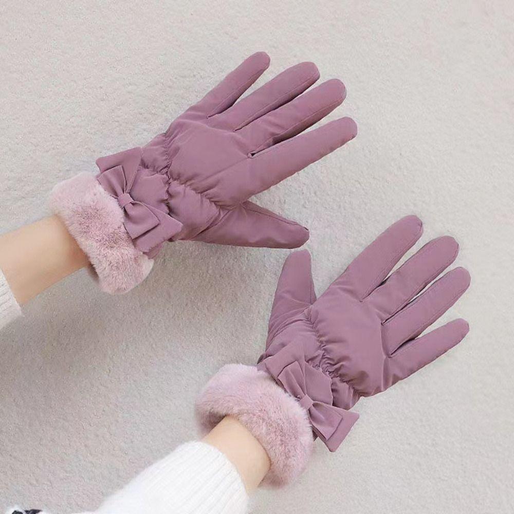 Waterproof Bow Women Gloves Windproof Cycling Mittens Simple Winter Warm Gloves Female/Girls
Waterproof Bow Women Gloves Windproof Cycling Mittens Simple Winter Warm Gloves Female/Girls
