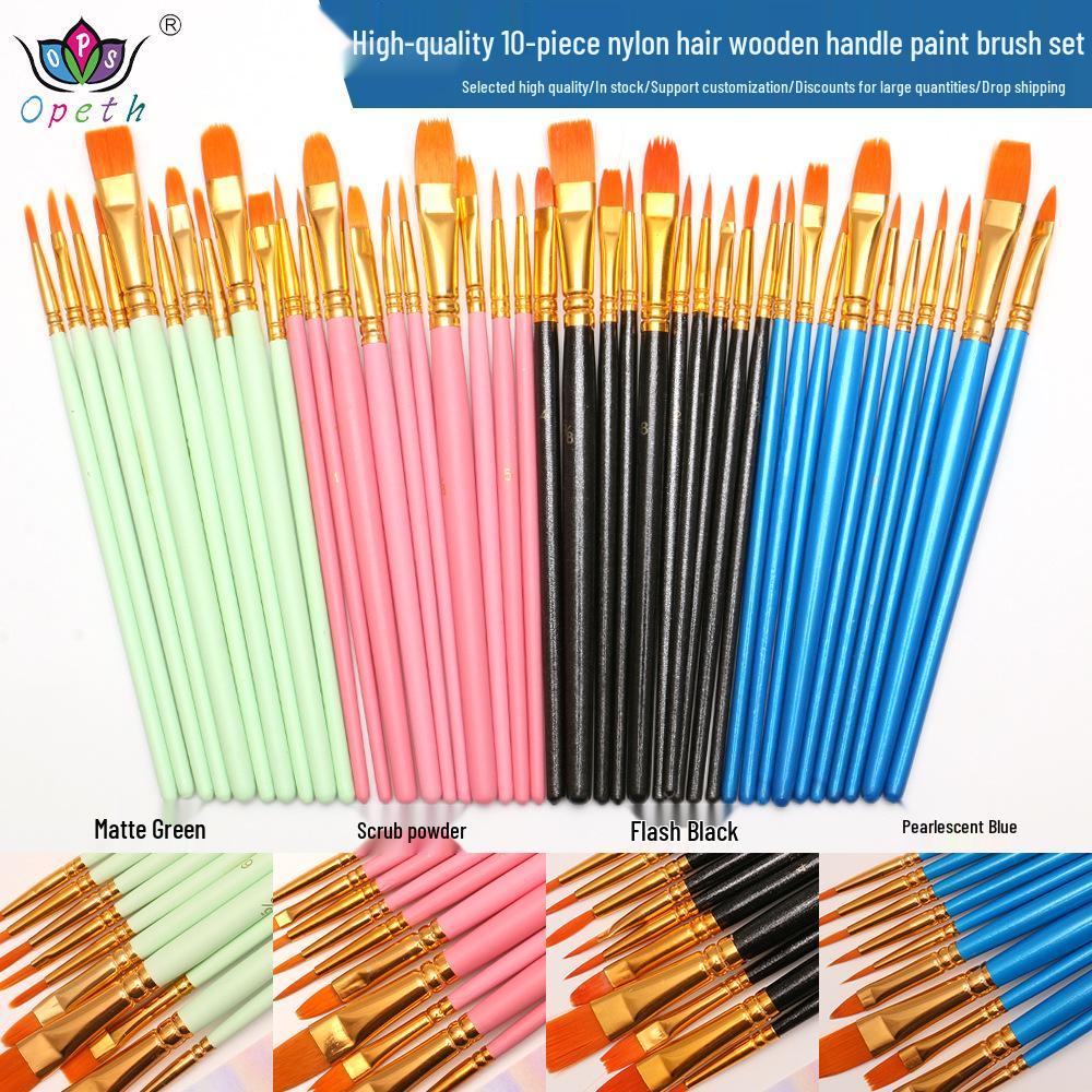 10-Piece Wooden Handle Digital Oil Painting & Makeup Brush Set for Art, Gouache & Watercolor 10-piece Wooden Handle Set
10-Piece Wooden Handle Digital Oil Painting & Makeup Brush Set for Art, Gouache & Watercolor 10-piece Wooden Handle Set