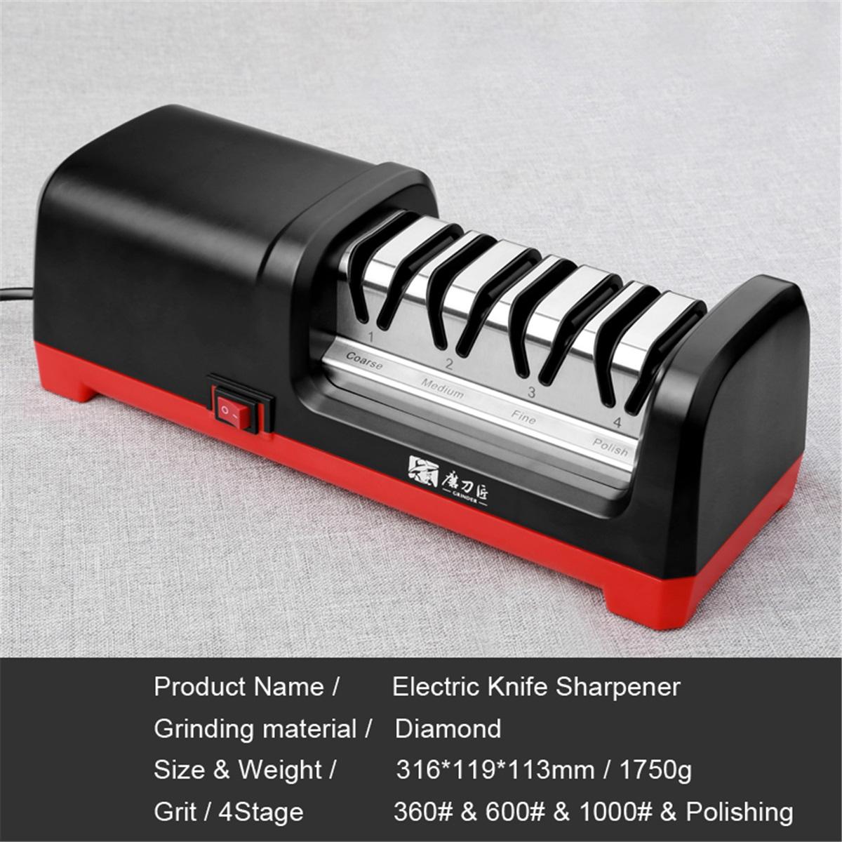 Professional electric knife sharpener (European plug) 360/600# grit and polishing grinding stone 18-watt power -TG2102-As shown
Professional electric knife sharpener (European plug) 360/600# grit and polishing grinding stone 18-watt power -TG2102-As shown