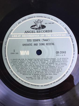 LP Record TITO SCHIPA Operatic And Song Recital GR2048 ANGEL Japan Classical Used
LP Record TITO SCHIPA Operatic And Song Recital GR2048 ANGEL Japan Classical Used