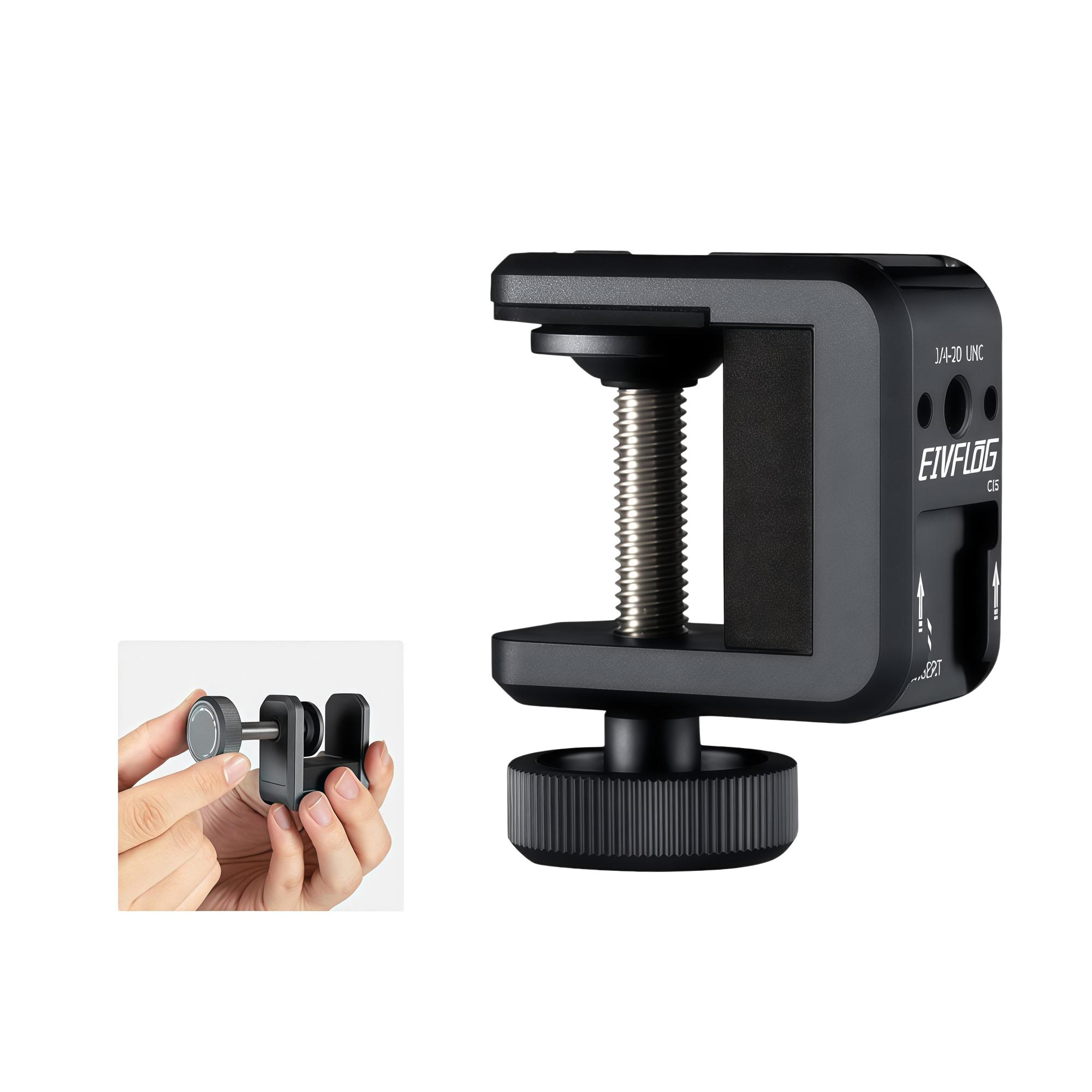 Photography C Clamp, Adjustable Aluminum Alloy Clamp for Desktop Mount Holder Camera Hot Shoe with 1/4 Thread for DSLR Camera C25-Black
Photography C Clamp, Adjustable Aluminum Alloy Clamp for Desktop Mount Holder Camera Hot Shoe with 1/4 Thread for DSLR Camera C25-Black