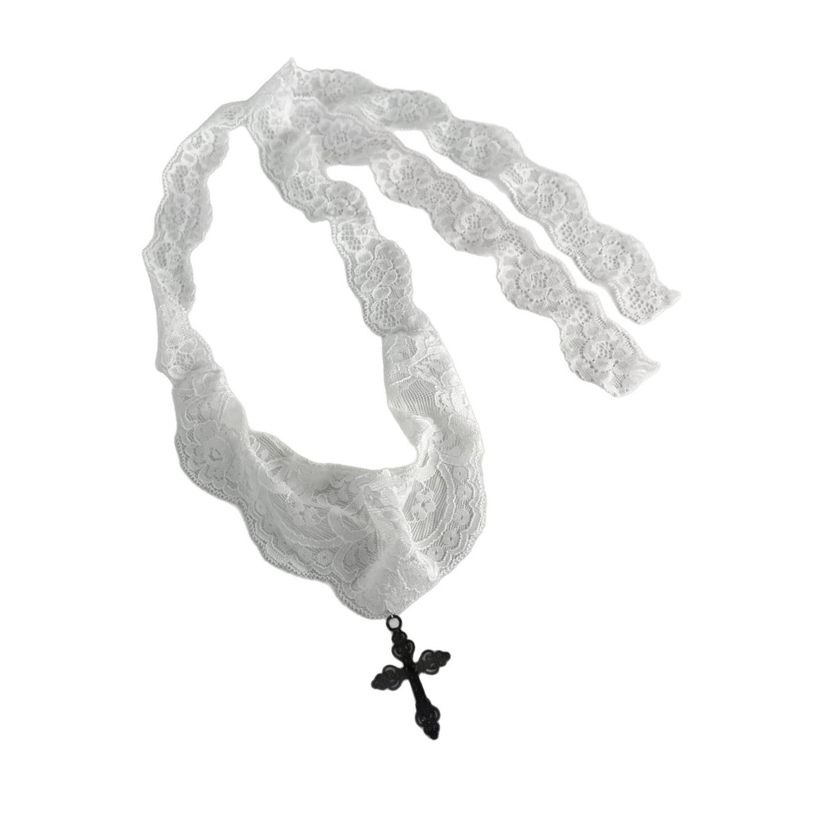Romance Lace Crosses Pendant Necklace Handcraft Fabric Jewelry Adjustable Chain for Her білий
Romance Lace Crosses Pendant Necklace Handcraft Fabric Jewelry Adjustable Chain for Her білий
