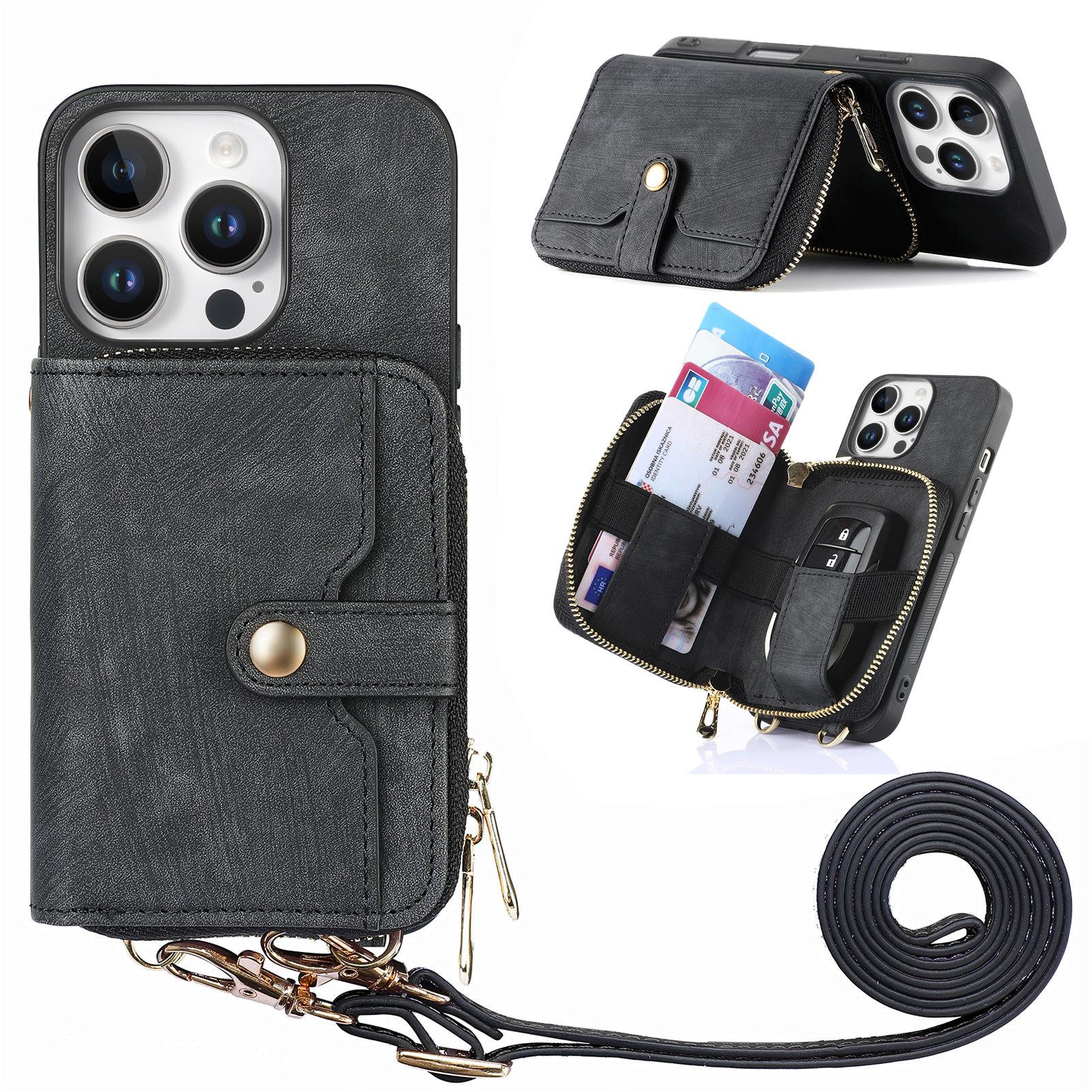 For iPhone 16 Pro Max Case Zipper Card Holder PU Leather Phone Back Cover with Long Strap Black
For iPhone 16 Pro Max Case Zipper Card Holder PU Leather Phone Back Cover with Long Strap Black