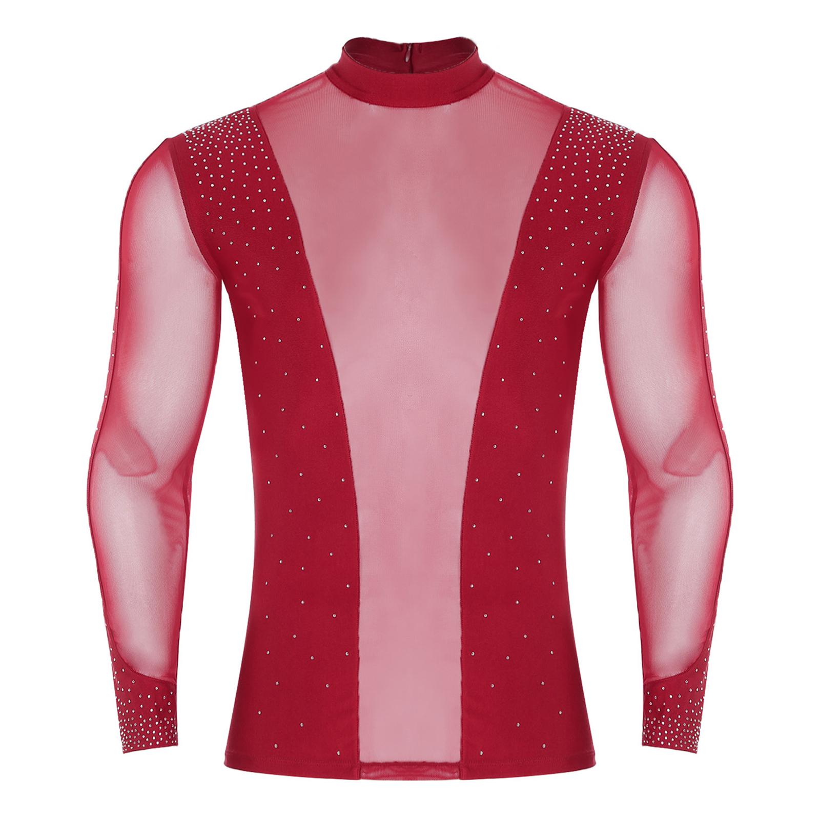 Чоловічий топ для латиноамериканських танців Прозора сітчаста вставка Паєтки Імітація горловини Довгий рукав Футболка Блузка для сценічних виступів 3XL бордовий
Чоловічий топ для латиноамериканських танців Прозора сітчаста вставка Паєтки Імітація горловини Довгий рукав Футболка Блузка для сценічних виступів 3XL бордовий