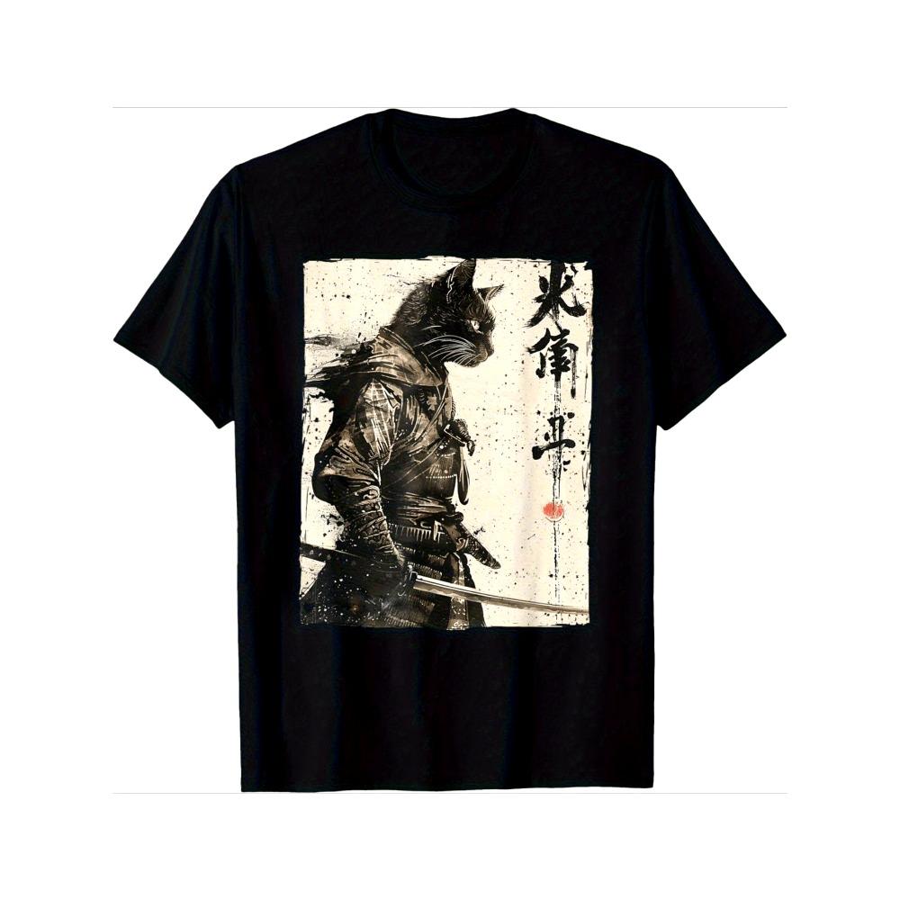 Japanese Anime Samurai Cat Pattern T-shirt Soft & Casual Shirt Retro Street Style Short-sleeved Shirt Idea for Cat Lovers Black M
Japanese Anime Samurai Cat Pattern T-shirt Soft & Casual Shirt Retro Street Style Short-sleeved Shirt Idea for Cat Lovers Black M