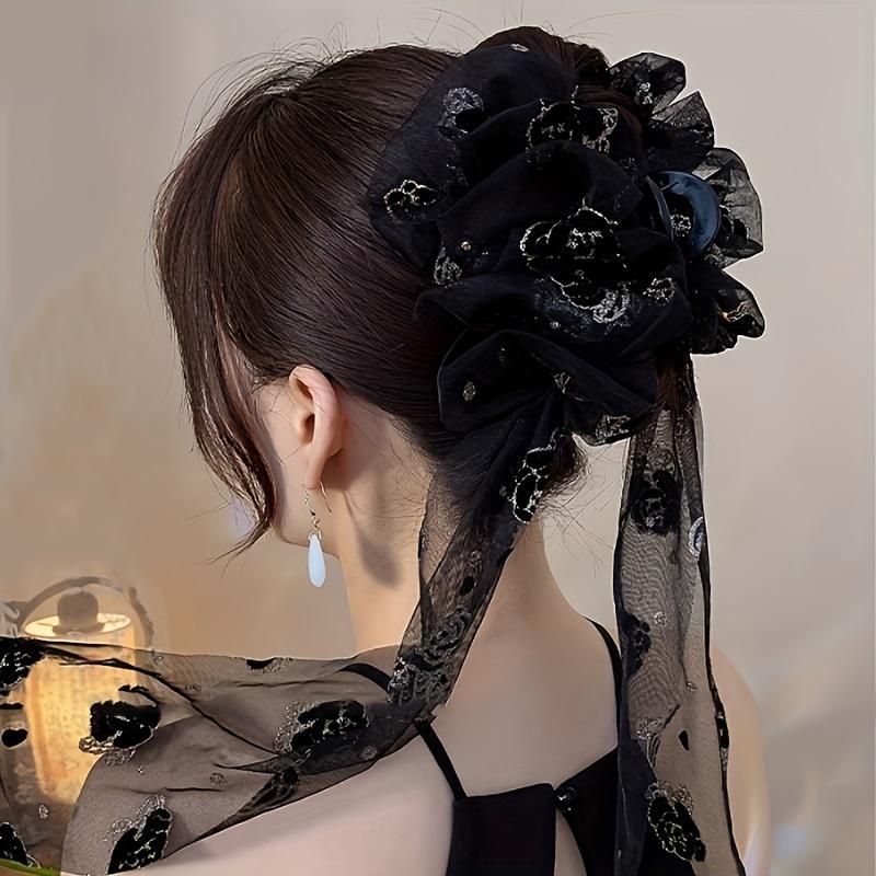 1PC Temperament Super Fairy Black Rose Mesh Yarn Long Streamer Hair Grab Clip Female Head Disc Hair Shark Clip Advanced Sense
1PC Temperament Super Fairy Black Rose Mesh Yarn Long Streamer Hair Grab Clip Female Head Disc Hair Shark Clip Advanced Sense