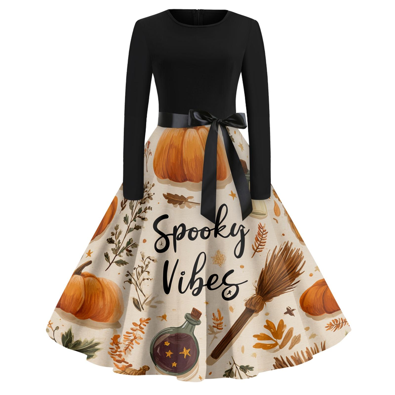 Women s Casual Fashion Round Neck Halloween Printed Vintage Dress S
Women s Casual Fashion Round Neck Halloween Printed Vintage Dress S