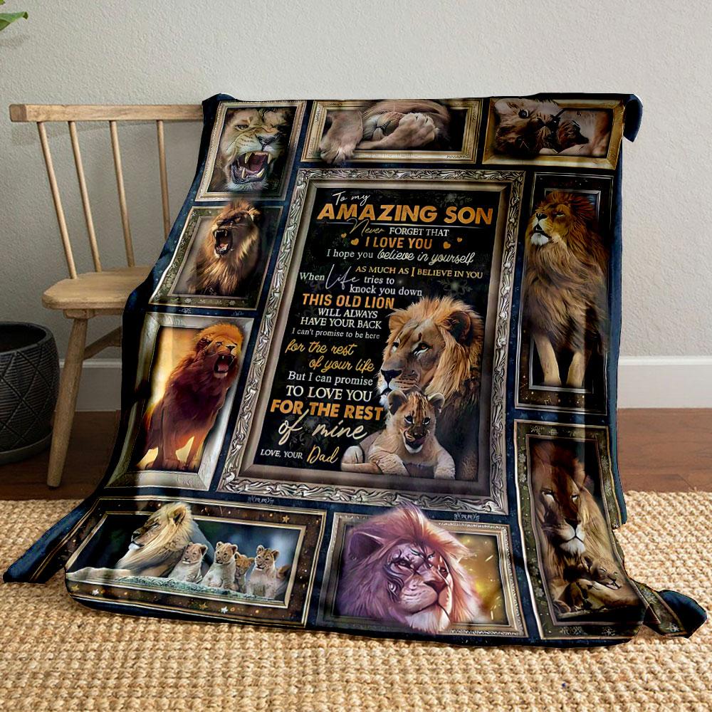 Lion Pattern Dad To Son Blanket bedroom Blanket for Livingroom Couch lunch break Soft throw for Friend s festival Gift 80cm x 120cm
Lion Pattern Dad To Son Blanket bedroom Blanket for Livingroom Couch lunch break Soft throw for Friend s festival Gift 80cm x 120cm
