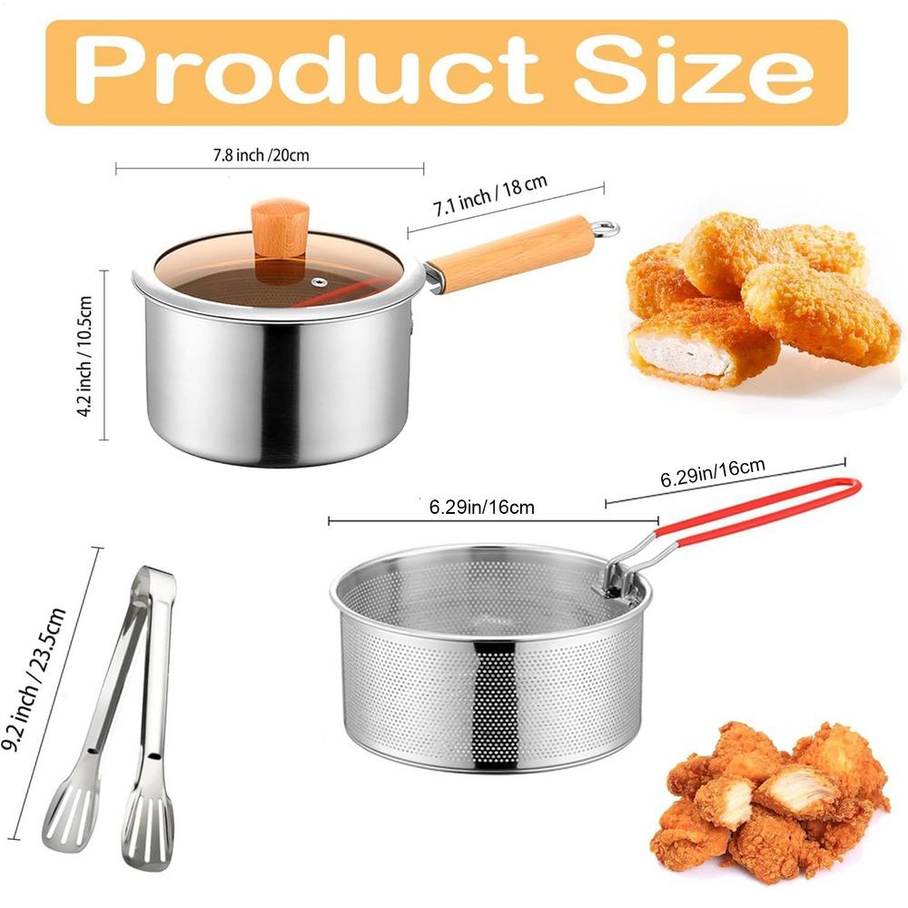 Deep Fryer Pot Stainless Steel Fry Pot with Basket and Lid Food Grade Deep Fryer Multifunctional Deep Frying Pot french fries
Deep Fryer Pot Stainless Steel Fry Pot with Basket and Lid Food Grade Deep Fryer Multifunctional Deep Frying Pot french fries