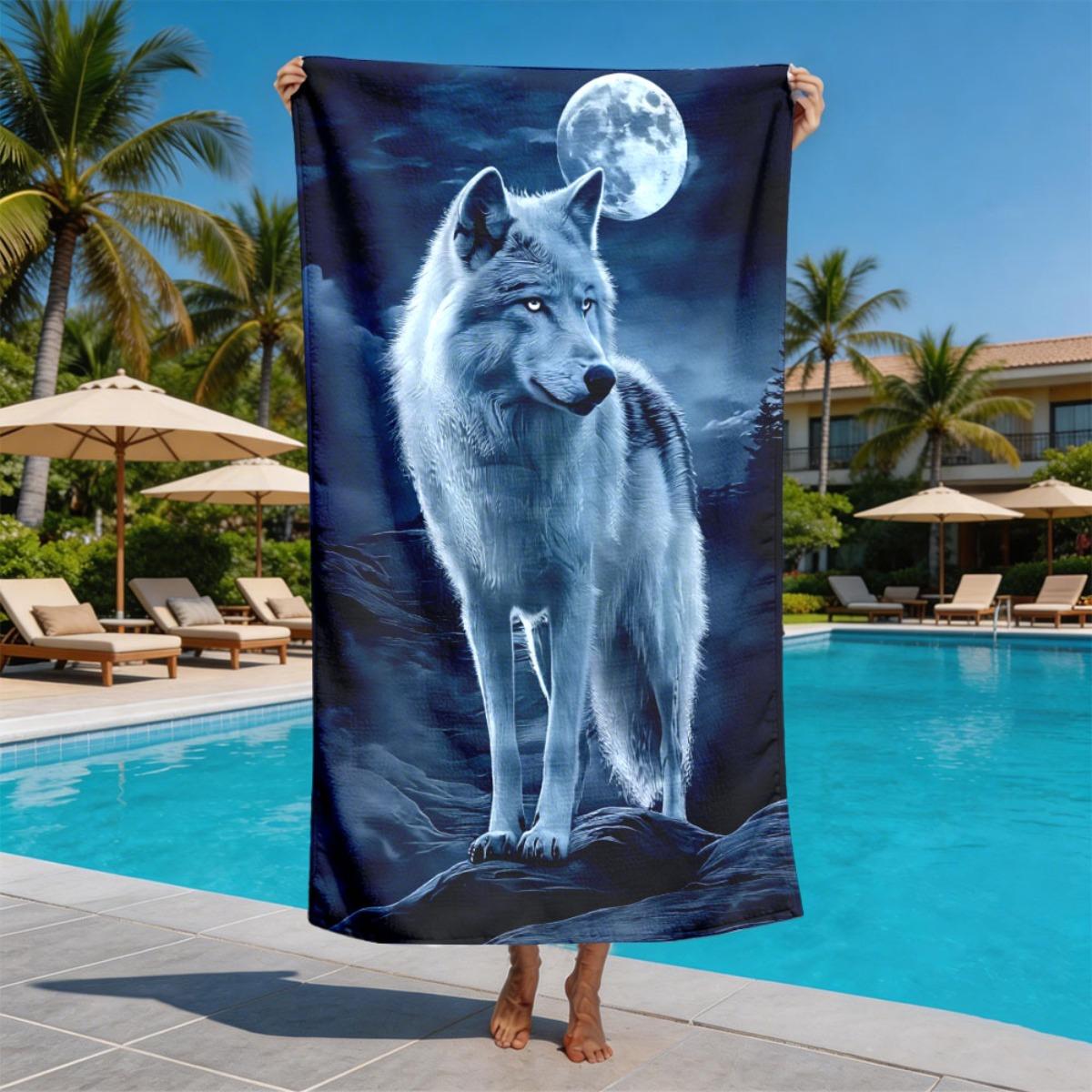 Moonlit Night - White Wolf Theme polyester microfiber beach towel is highly absorbent, suitable for swimming and beach outings W30*H60(CM)
Moonlit Night - White Wolf Theme polyester microfiber beach towel is highly absorbent, suitable for swimming and beach outings W30*H60(CM)