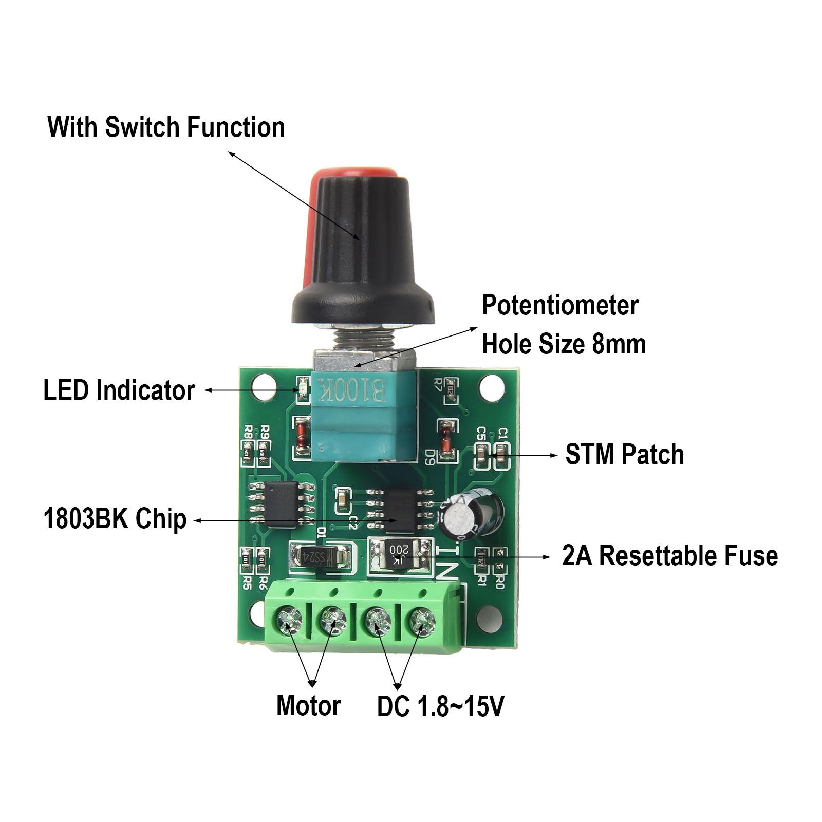 Easy Operation For DIY Electronics Projects DC Motor Speed Control Adjustable Duty Cycle 0%-100% Continuous Output Current 2A China Mainland
Easy Operation For DIY Electronics Projects DC Motor Speed Control Adjustable Duty Cycle 0%-100% Continuous Output Current 2A China Mainland