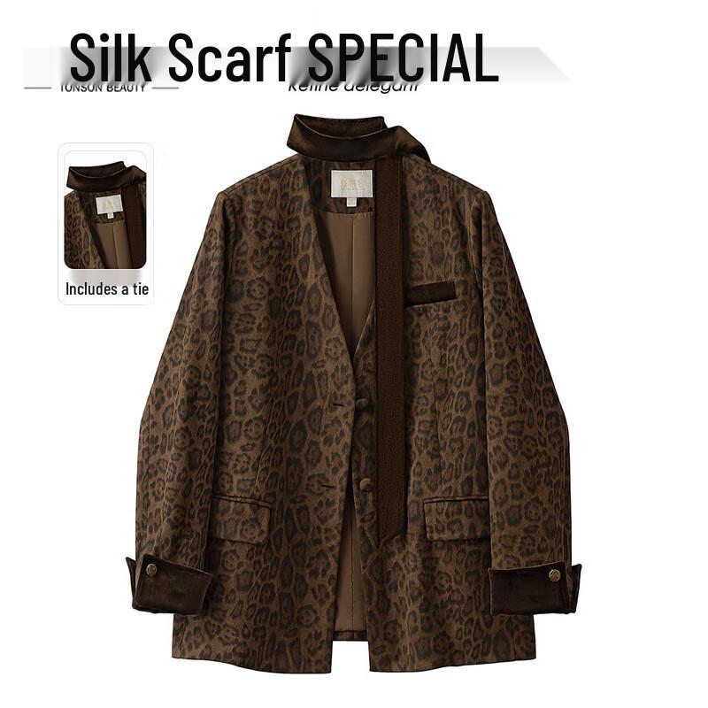 Women s Contrast Leopard Print Lapel Blazer L
Women s Contrast Leopard Print Lapel Blazer L