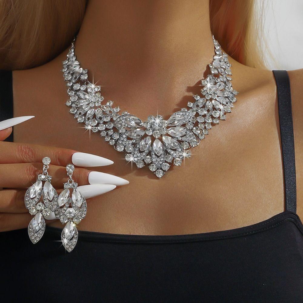 Shining Necklace Earrings Set Exquisite Crystal Necklace Set Bridal Rhinestone Jewelry Set Women зелений
Shining Necklace Earrings Set Exquisite Crystal Necklace Set Bridal Rhinestone Jewelry Set Women зелений