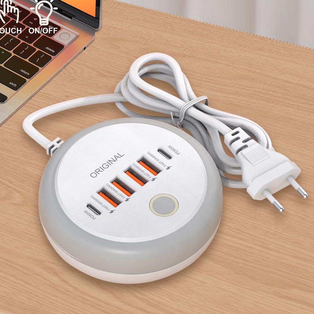 Мережевий подовжувач 50 Вт з кількома портами, розеткою USB Type C, сенсорним підсвічуванням, швидкою зарядкою, телефонним адаптером для iPhone, Samsung, Xiaomi, зарядний пристрій USB C EU Plug
Мережевий подовжувач 50 Вт з кількома портами, розеткою USB Type C, сенсорним підсвічуванням, швидкою зарядкою, телефонним адаптером для iPhone, Samsung, Xiaomi, зарядний пристрій USB C EU Plug