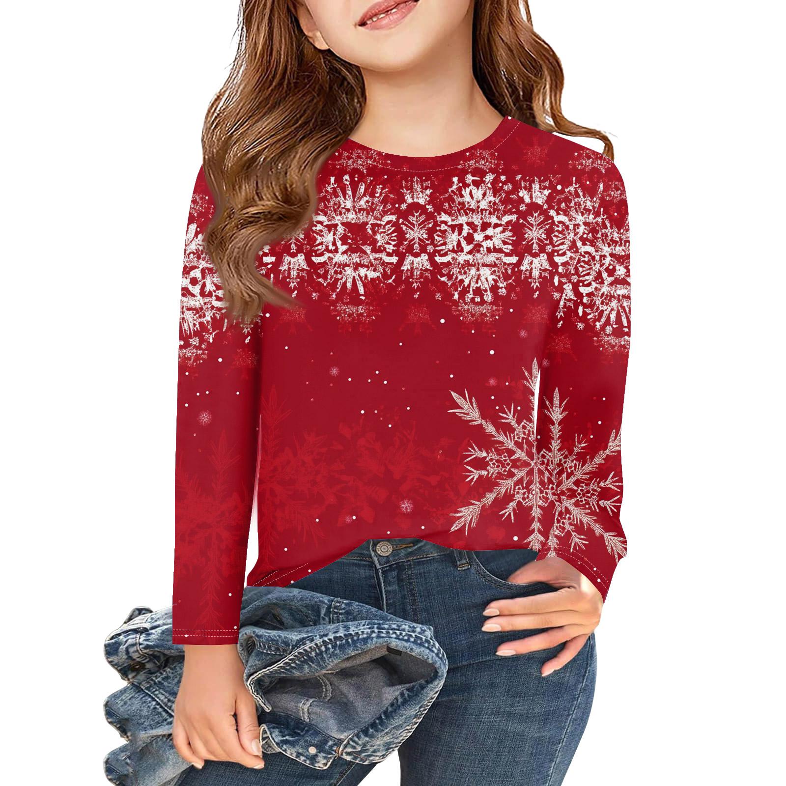 Рождественские футболки с длинным рукавом для девочек, детские осенние топы с круглым вырезом и принтом, базовые футболки 110
Рождественские футболки с длинным рукавом для девочек, детские осенние топы с круглым вырезом и принтом, базовые футболки 110