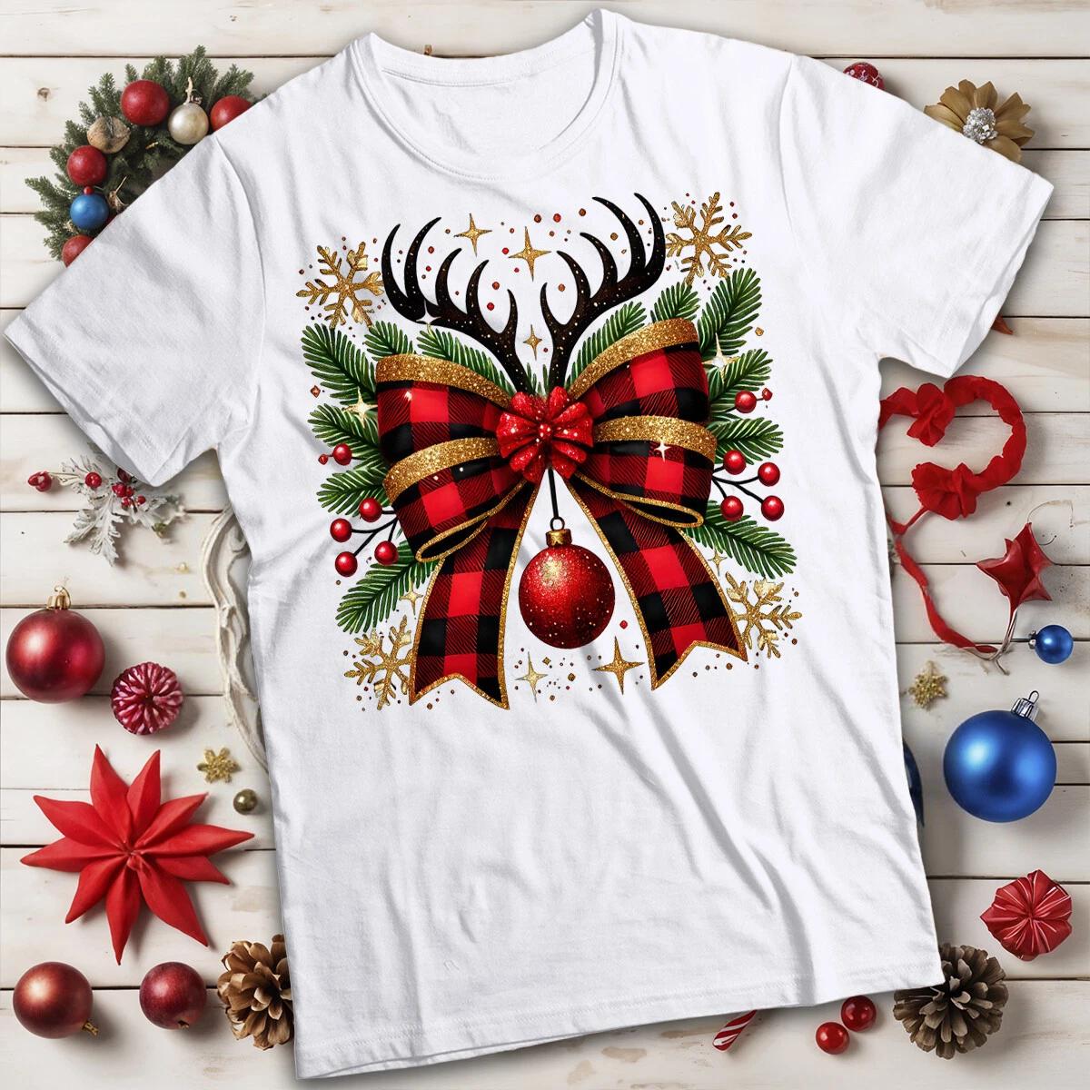 Elegant Christmas T-shirts Red Plaid Bow and WoTee #MC 110
Elegant Christmas T-shirts Red Plaid Bow and WoTee #MC 110