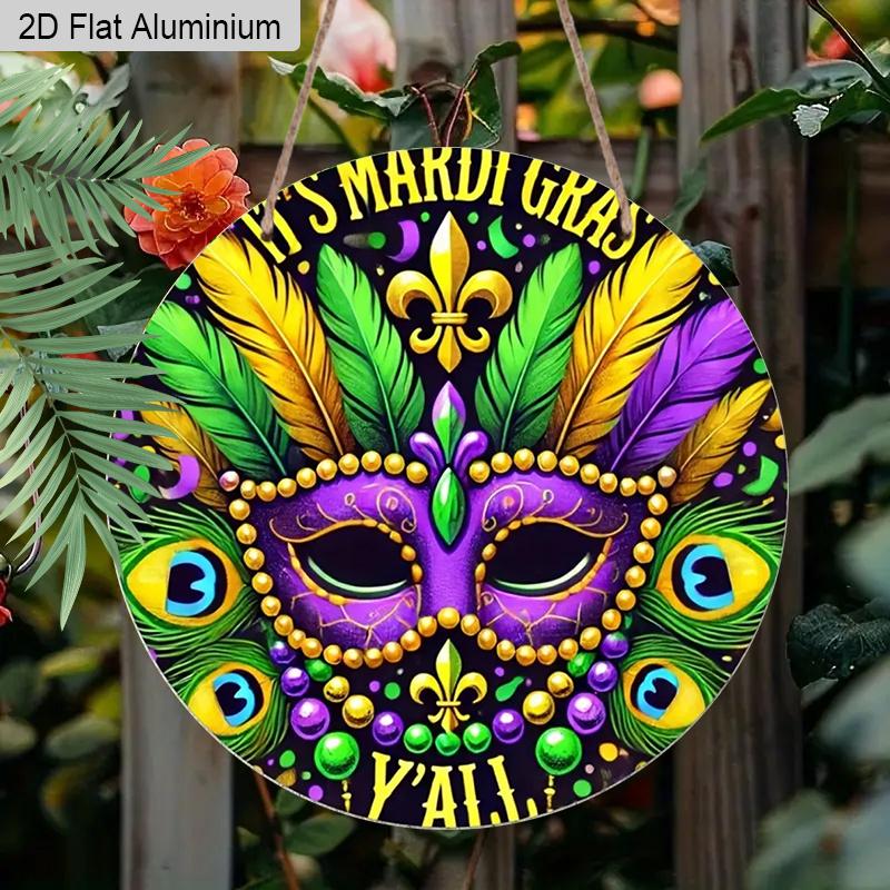 2D Flat 1pc Mardi Gras Aluminum Decoration Plaque, It s Mardi Gras Y all Lettering Sign and Colorful Feather Mask Decor Sign, Carnival Porch 7.87×7.87inch
2D Flat 1pc Mardi Gras Aluminum Decoration Plaque, It s Mardi Gras Y all Lettering Sign and Colorful Feather Mask Decor Sign, Carnival Porch 7.87×7.87inch