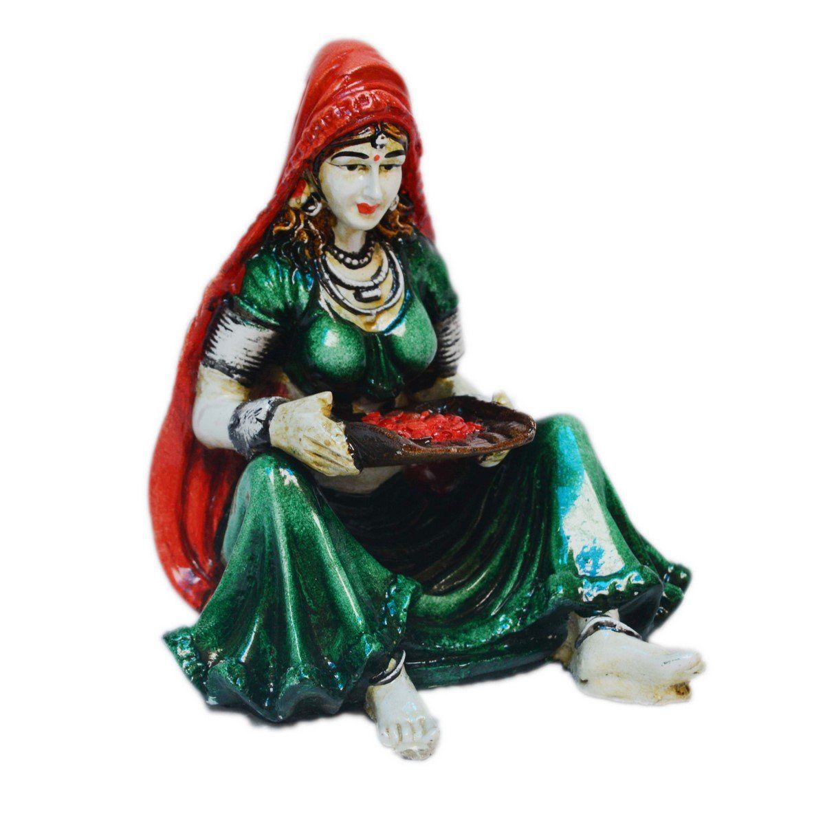 Rajasthani Lady Showpiece Polyresin Statue (12.5 cm x 10 cm x 15 cm, Green and Orange)
Rajasthani Lady Showpiece Polyresin Statue (12.5 cm x 10 cm x 15 cm, Green and Orange)